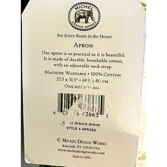 New with Tags Michel Design Works White Spruce Apron Style APR362 - Picture 5 of 9